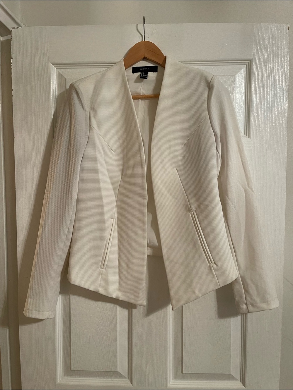 Forever 21 Off-White Open Front Blazer Jacket